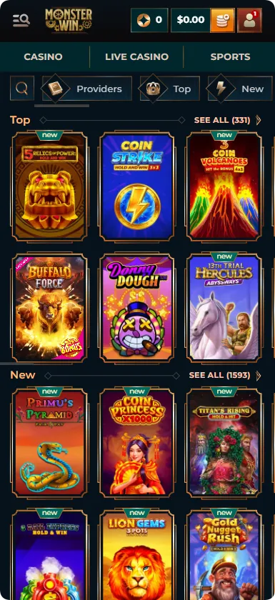 Available Monsterwin slots